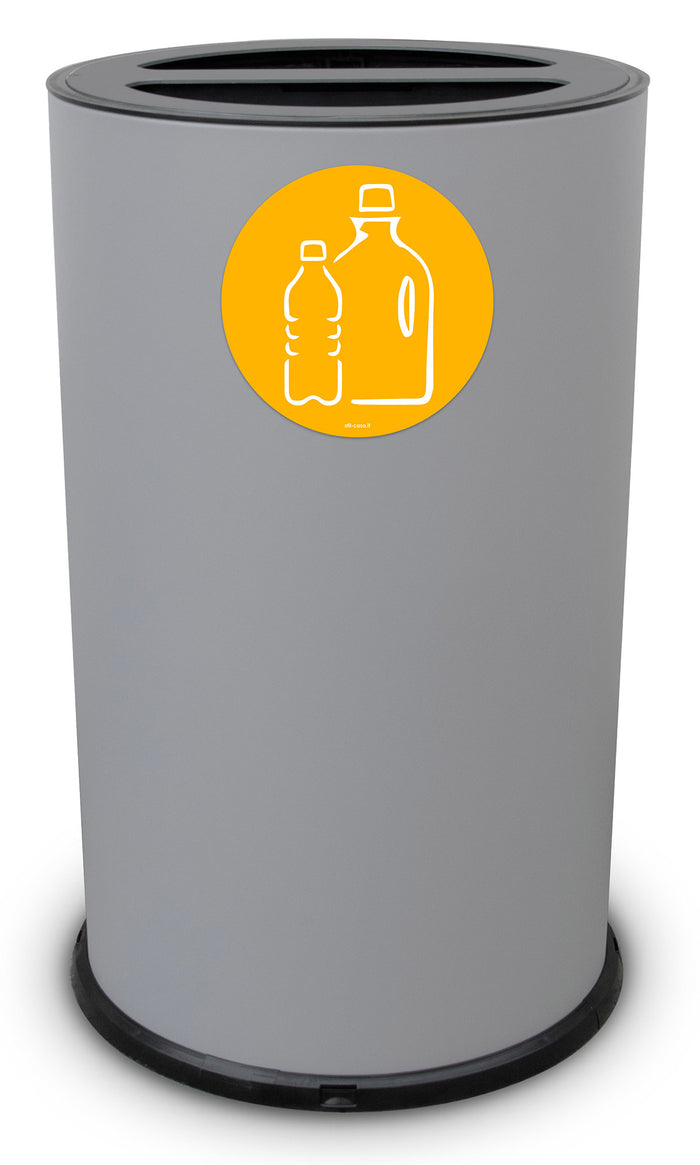 Pattumiera Per Raccolta Differenziata Ø 35x50 cm In Acciaio Verniciato 2 Scomparti Grigio