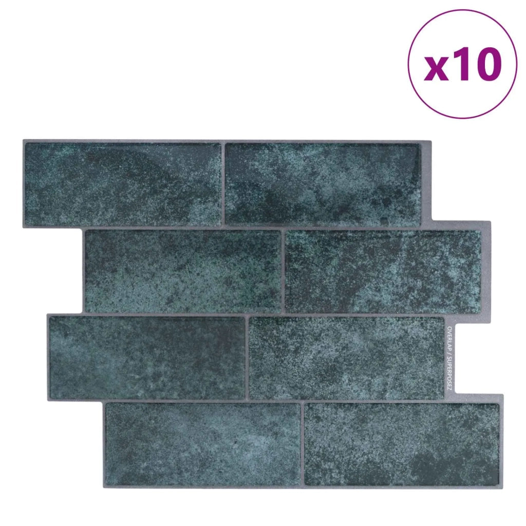 Piastrella subway 10 pz Blu Verde 29 x 21 cm Poliuretano e PET CFW6324937