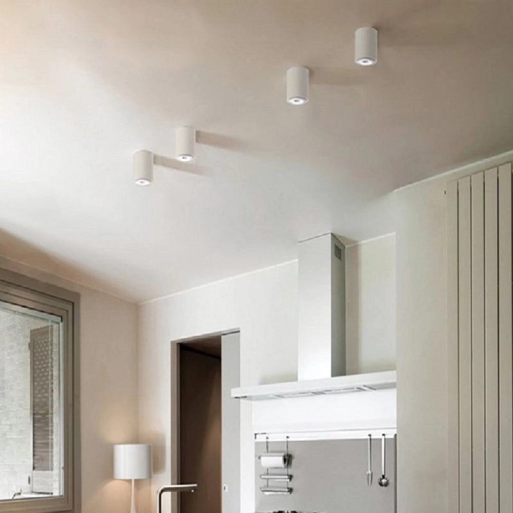 Trade Shop - Portafaretto A Cilindro Gesso Soffitto Verniciabile Supporto Faretti Gu10 Gs-c11 -