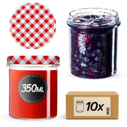 Barattoli di vetro KADAX Avila 350ml 10pz 82mm + coperchi "Red Lattice"