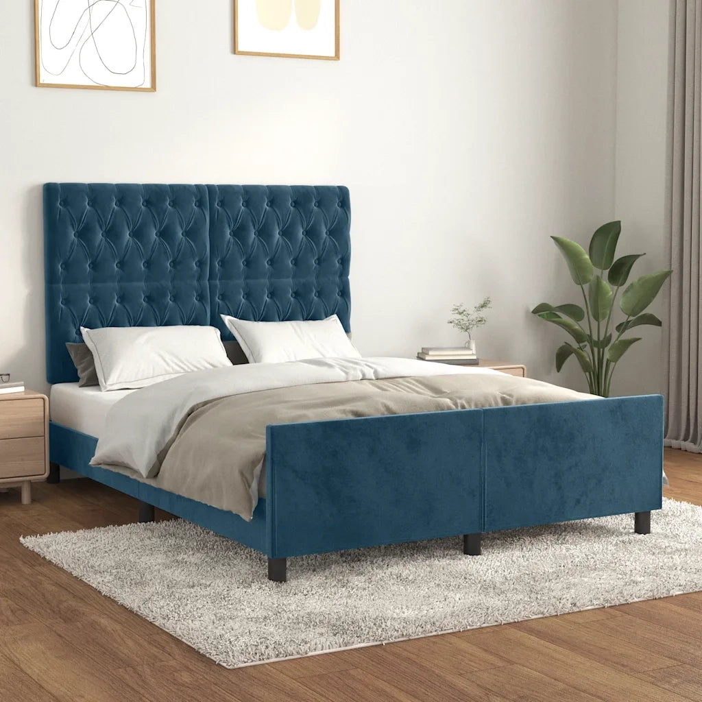 Giroletto senza Materasso Blu Scuro 140x200 cm Velluto 3125944