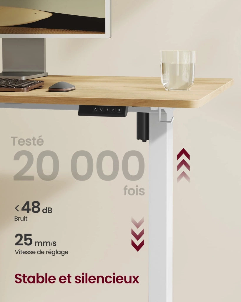Telaio per scrivania regolabile elettricamente in altezza supporto per scrivania sit-stand senza piano con 2 ganci funzione memory 3 impostazioni di altezza acciaio bianco 12_0004608
