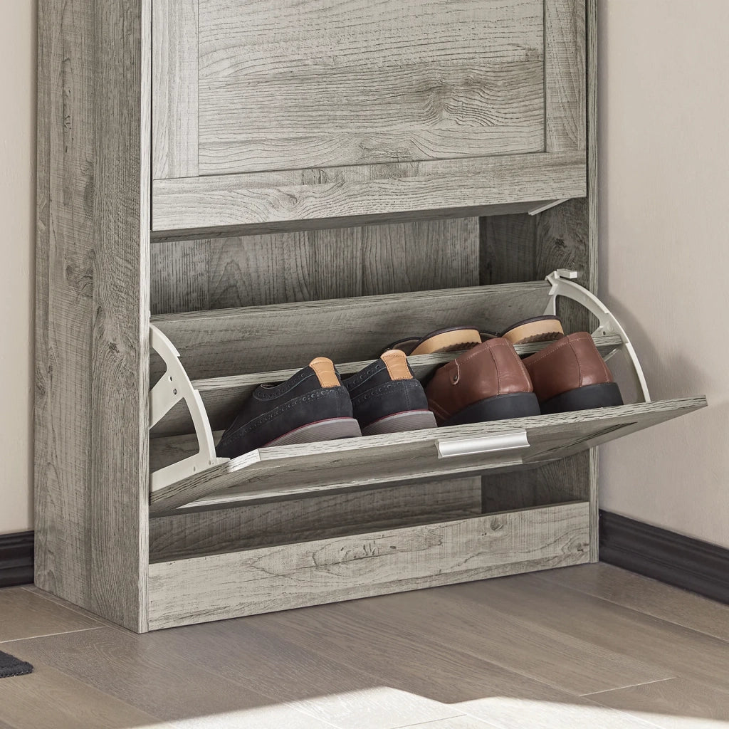 Scarpiera ribaltabile Scarpiera a 2 ribalte Portascarpe salvaspazio Slim, 60x23x79cm Grigio FSR137-HG SoBuy