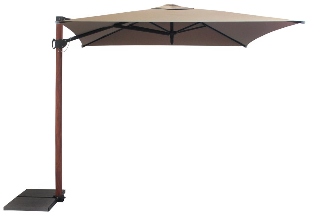 Ombrellone da Giardino Decentrato 2,5x2,5m Palo in Alluminio Effetto Legno Tessuto Poliestere Trend Wood Taupe