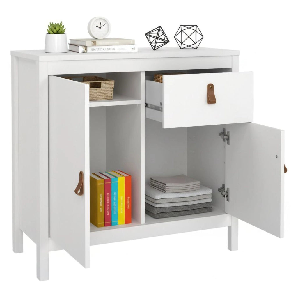 Credenza Romagna, Buffet da soggiorno, Madia da salotto, Dispensa da cucina, 82x38 h80 cm, Bianco