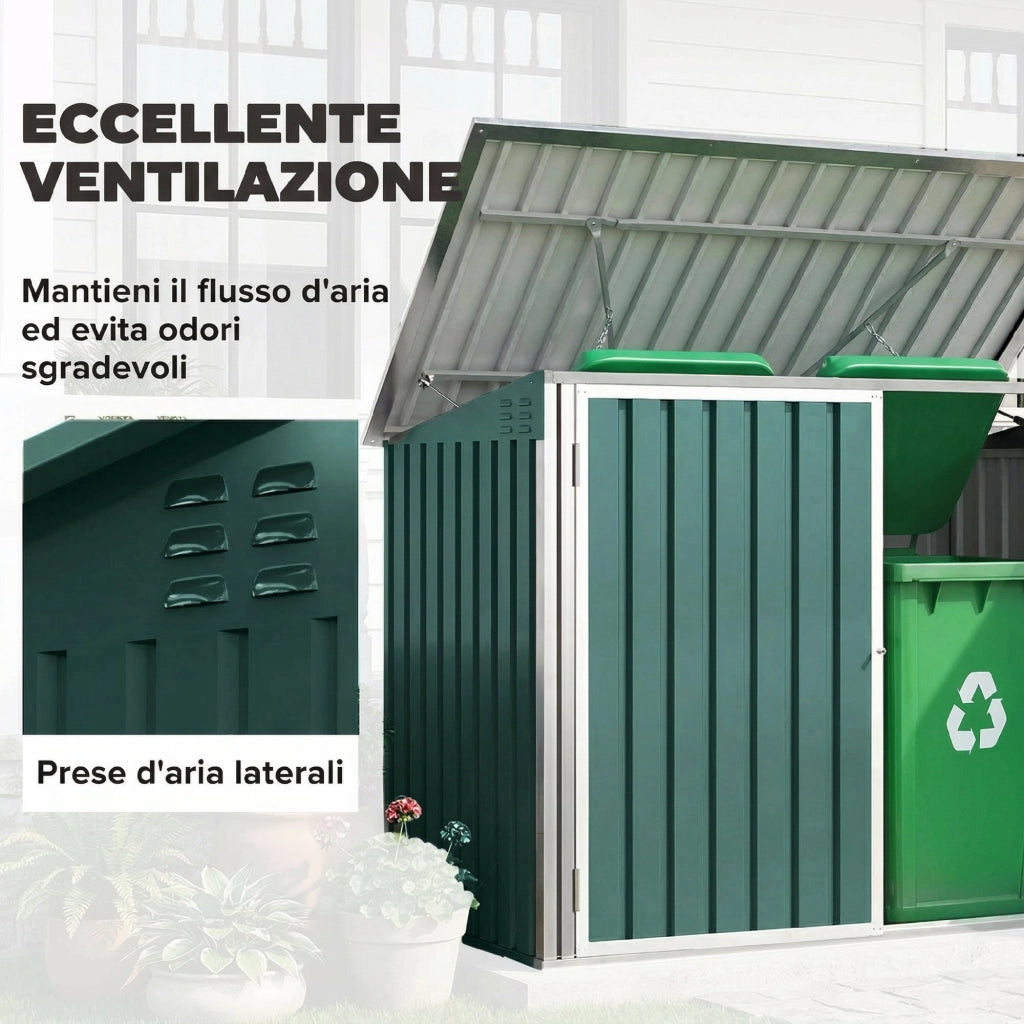 Capanno per Bidoni Spazzatura Esterno in Acciaio ¨C Zephmum ¨C Grigio