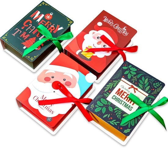 Cassa per biscotti natalizi da 12 pezzi - Cassetta con coperchio - Cassetta per dolci - Scatola di regalo - Disegno libro di magia - Inclusi nastri
