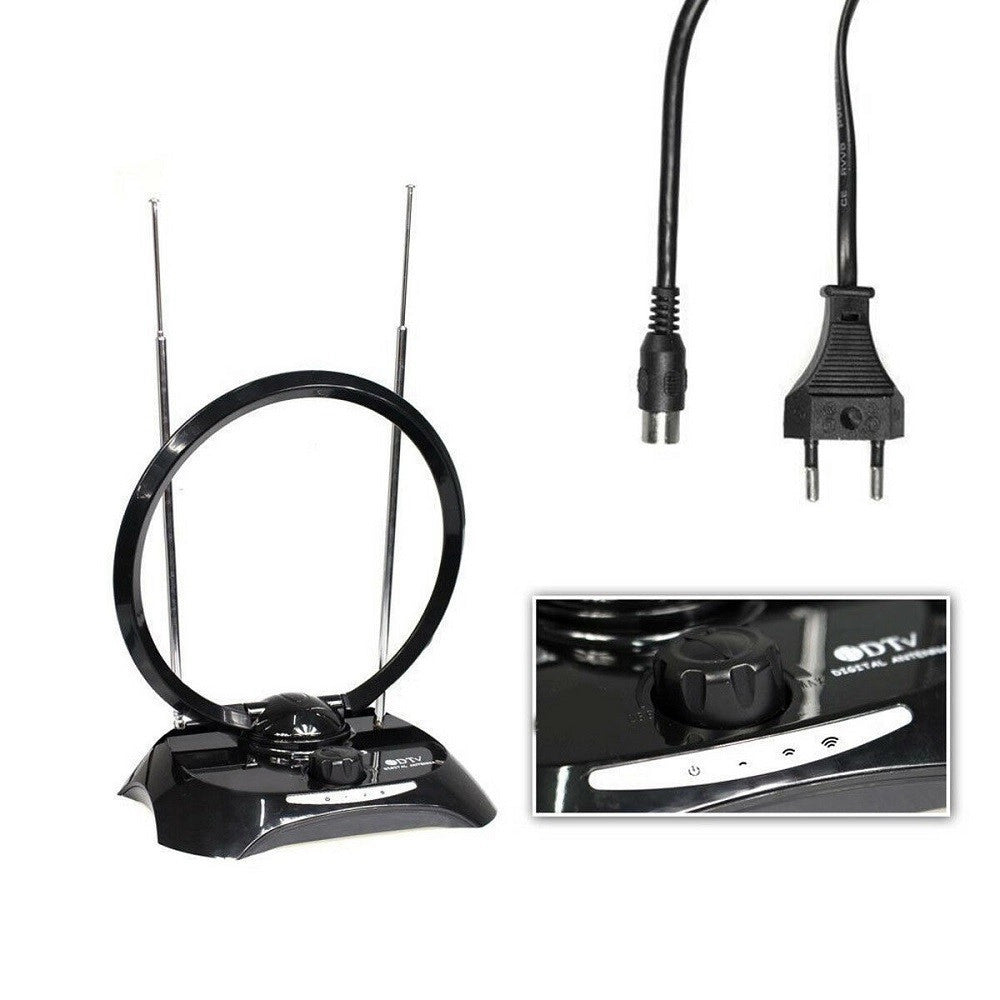 Trade Shop - Antenna Digitale Terrestre Amplificata Interni Segnale Hd Vhf Uhf Hdtv 38dbi -