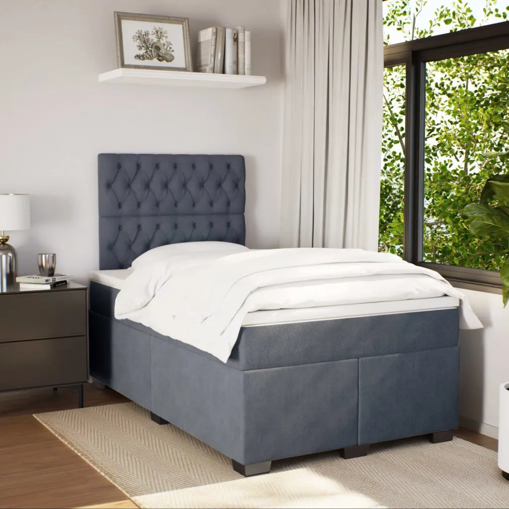Giroletto a Molle con Materasso Grigio Scuro 120x190 cm Velluto