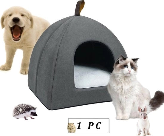 Letto per gatti, letto per piccoli cani, pieghevole, in morbido pelo artificiale, 34D x 34B x 33H centimetro