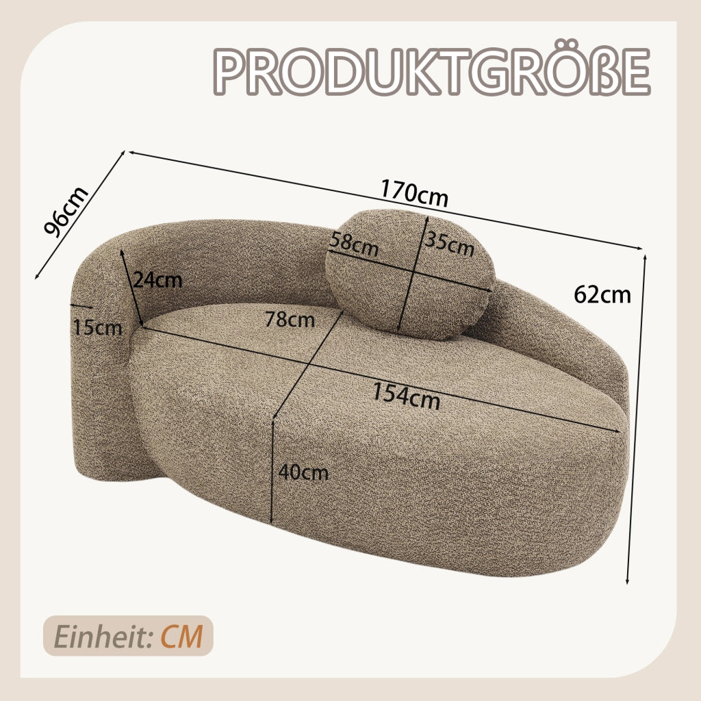 Scaffale in tessuto teddy con design arrotondato imbottitura in schiuma ad alta elasticità marrone