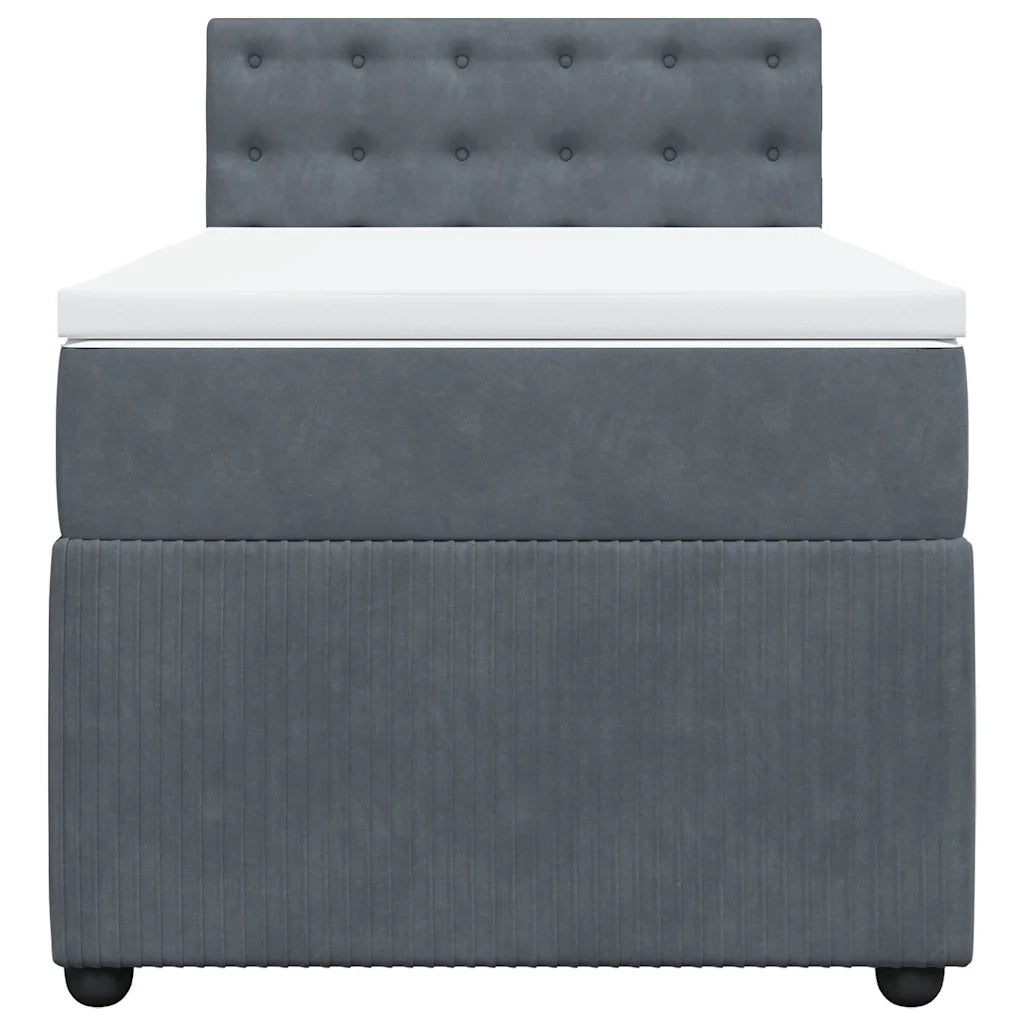 Giroletto a Molle con Materasso Grigio Scuro 100x200 cm Velluto