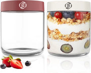 Set di contenitori per overnight oats in vaso di mason - contenitore per muesli - set di vasi per overnight oats con farina di avena
