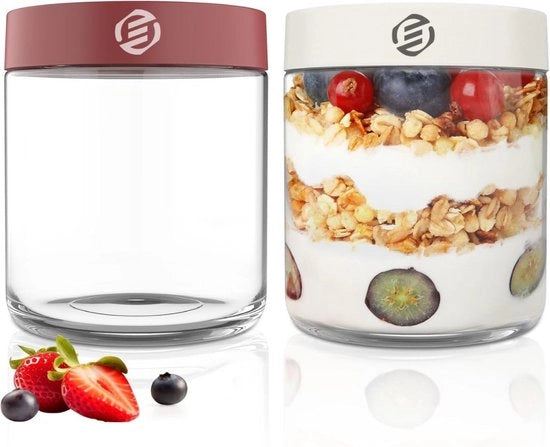 Set di contenitori per overnight oats in vaso di mason - contenitore per muesli - set di vasi per overnight oats con farina di avena