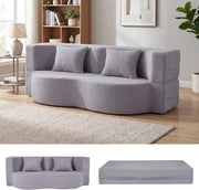 2 in 1 Divano Letto Pieghevole, Divano a 2 Posti in Pile Teddy con 2 Cuscini Comodi, Nessun Montaggio, Divanetto Convertible Moderno per Soggiorno Camera Ospiti, 192,5x84x62 cm (Grigio)