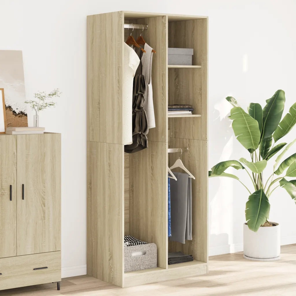 vidaXL Armadio Rovere Sonoma 80x50x200 cm in Legno Multistrato