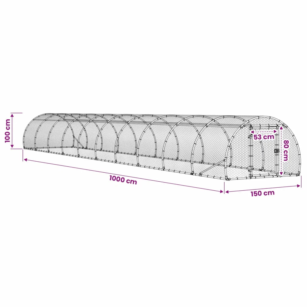 Pollaio Argento 1000 x 150 x 100 cm Acciaio zincato 3434664