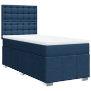 Letto singolo | Letto per adulti | Giroletto a Molle con Materasso Blu 100x200 cm in Tessuto