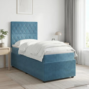 Letto box spring con materasso Blu 100 x 200 cm Velluto 3454545