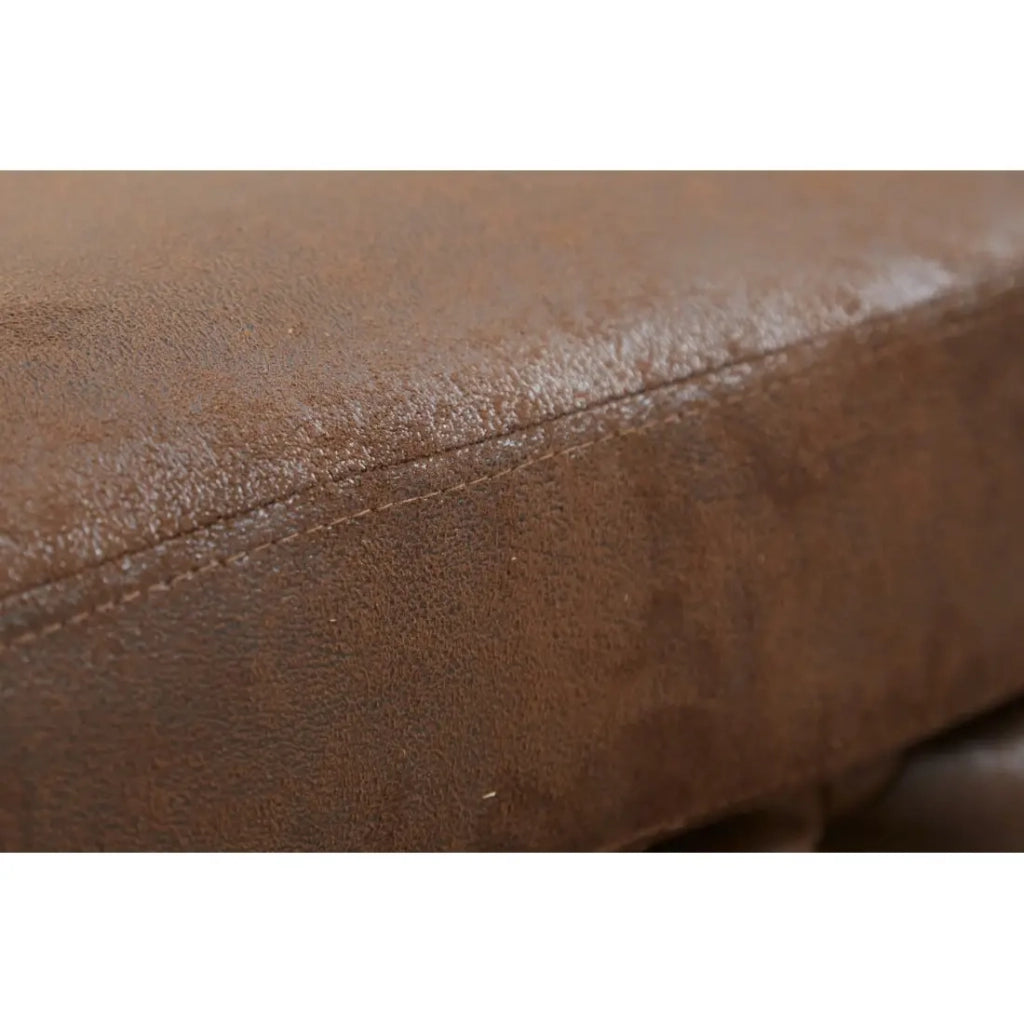 Divano destro VELENA marrone con pouf – Divano barocco in microfibra con struttura in legno massiccio