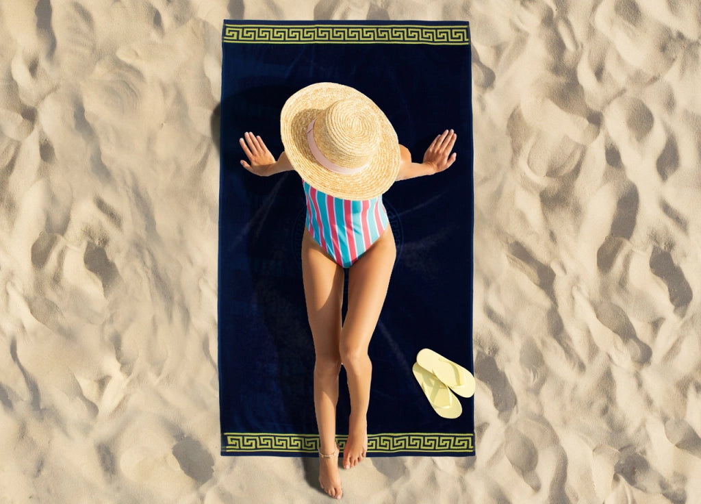 Telo Mare Jacquard Spugna Asciugamano Spiaggia Disegno New Cameo - Telo Mare - Blu