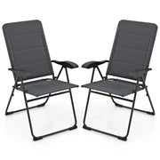 Set di 2 sedie pieghevoli da giardino 71 x 53 x 102 cm comode con 7 posizioni design moderno in metallo grigio 20_0011795