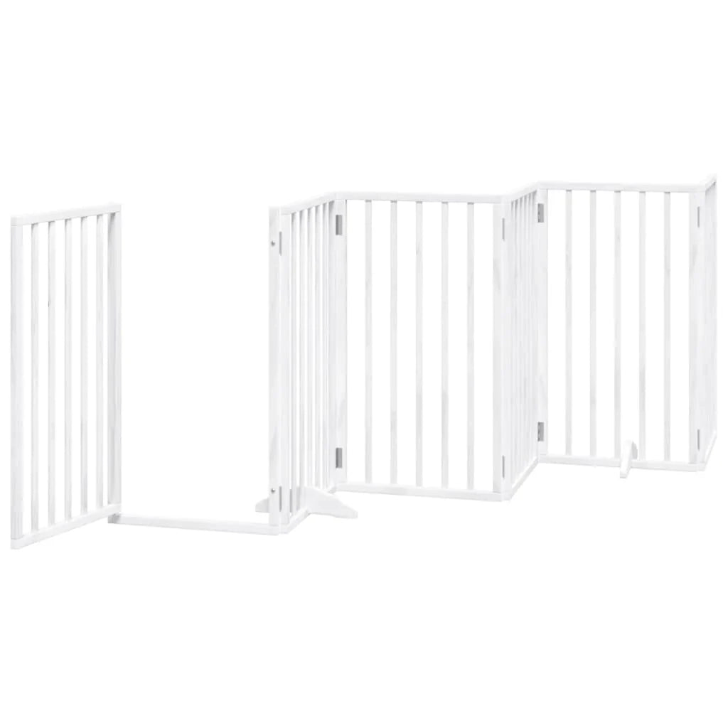 Cancelletto di sicurezza per animali domestici porta pieghevole 9 pannelli legno di pioppo bianco 02_0023286