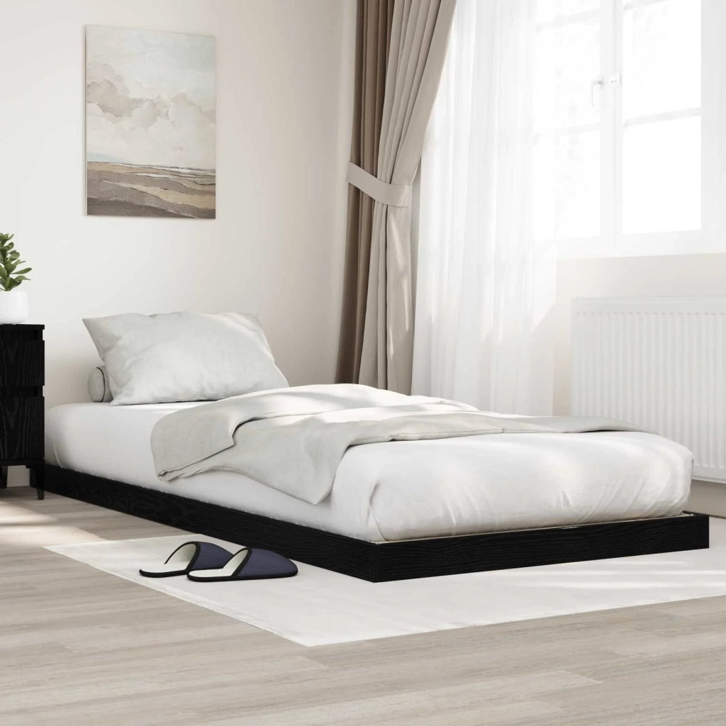 Struttura letto a terra Rovere Nero 100 x 200 cm 893549