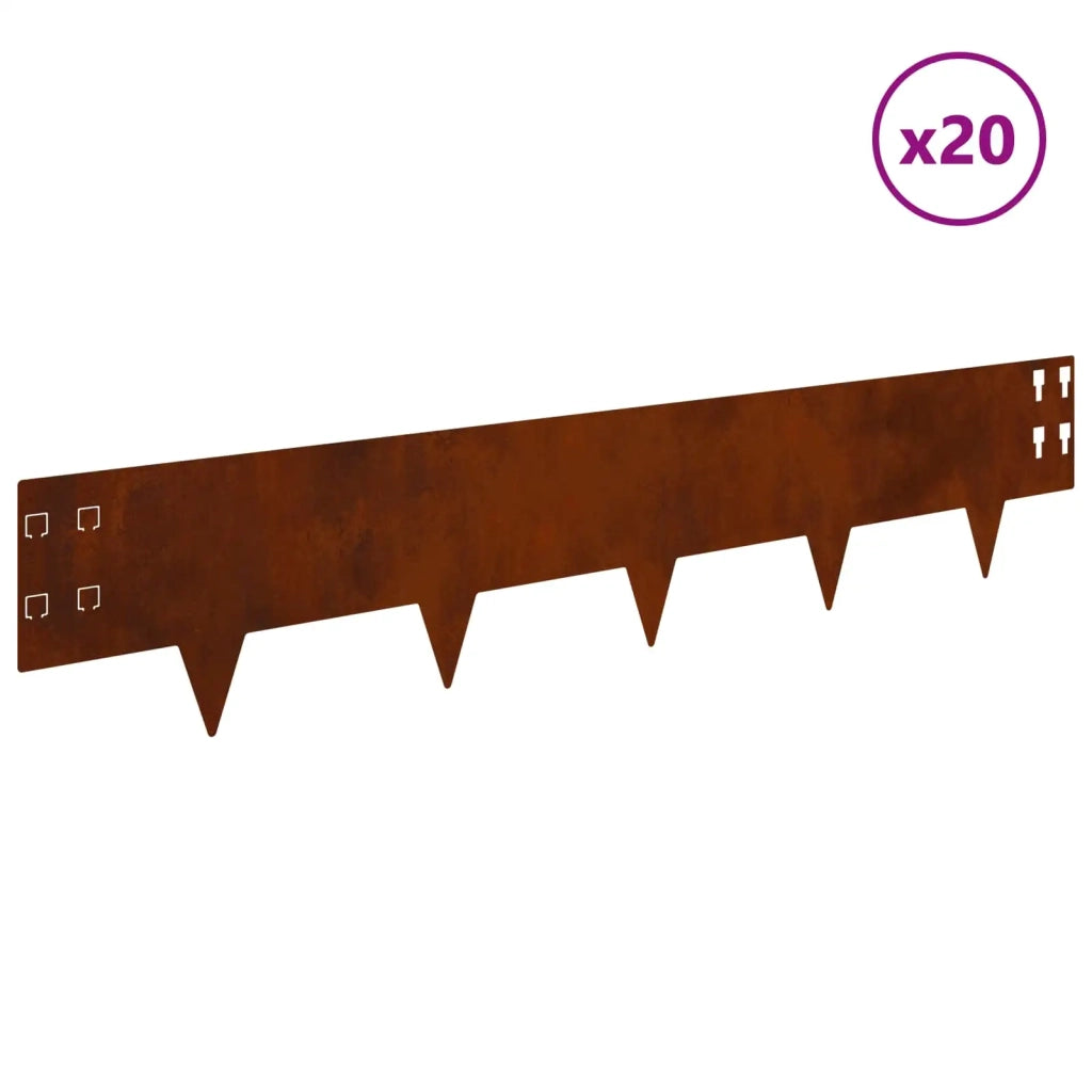 Bordura per Prato 20 pcs 100 x 20 cm Acciaio Ruggine 8008599