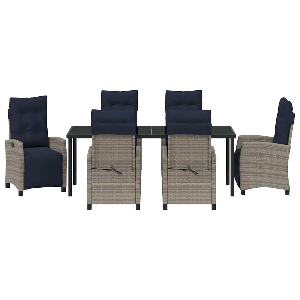 Set da Pranzo per Giardino con cuscino 7 pcs Grigio polyrattan 3380475