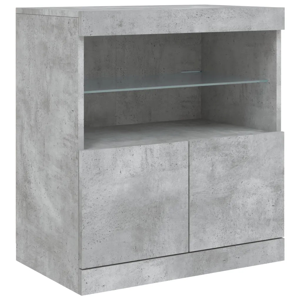 Credenza | Madia | Buffet da pranzo | Armadio da pranzo con Luci LED Grigio Cemento 60x37x67 cm
