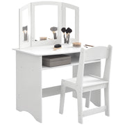 Tavolo trucco bambini con specchio triplo e sedia ¨C zephmum ¨C bianco