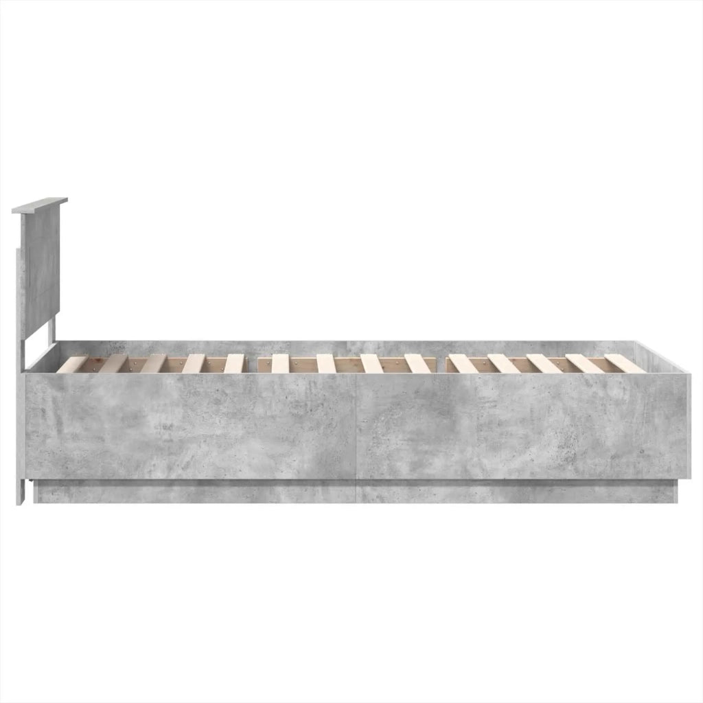 Struttura del letto con strisce LED Grigio cemento 90 x 200 cm