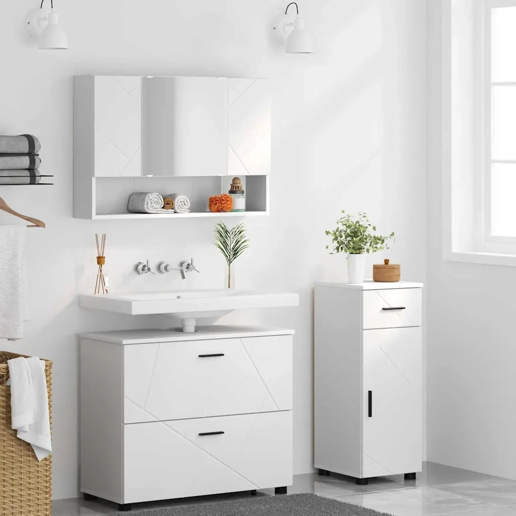Set di mobili per il bagno con cassetto con porta 3 pcs Bianco 3393033