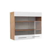 Vicco Mobile da cucina in vetro Bianco lucido 80 cm