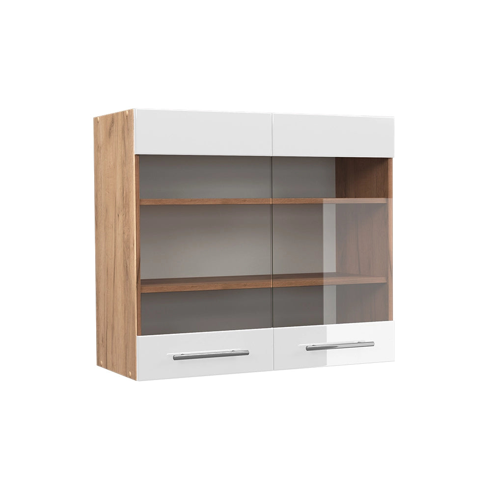 Vicco Mobile da cucina in vetro Bianco lucido 80 cm