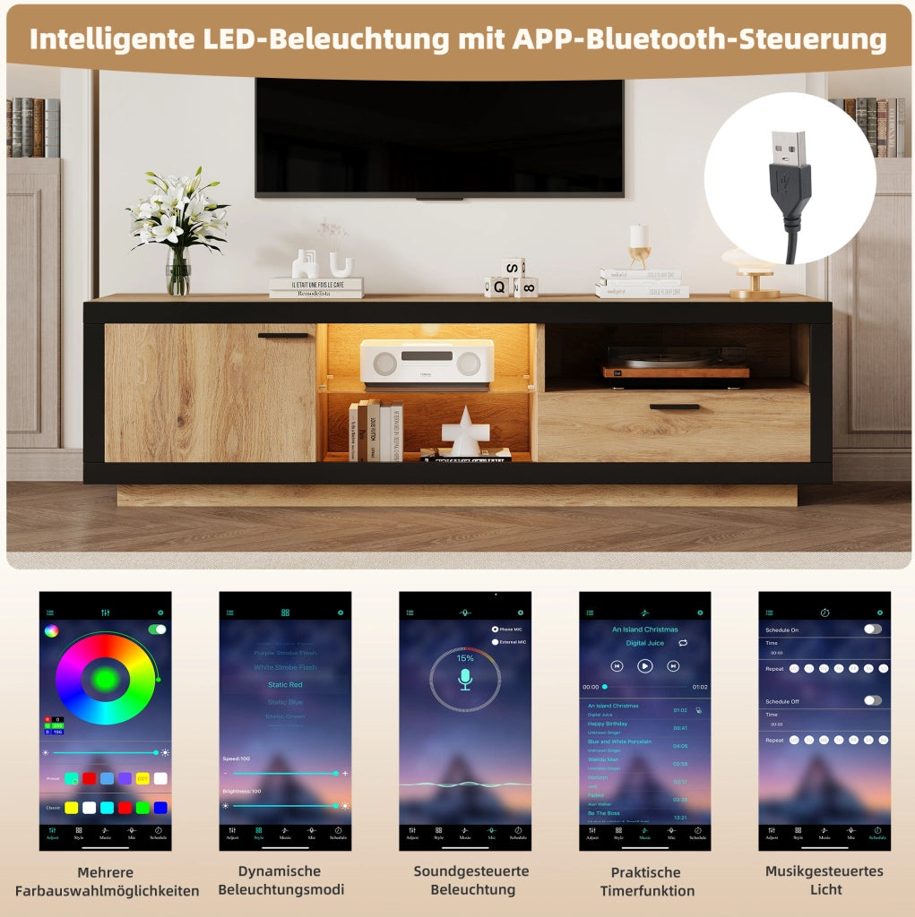 Mobile TV moderno con illuminazione LED e vano contenitore
