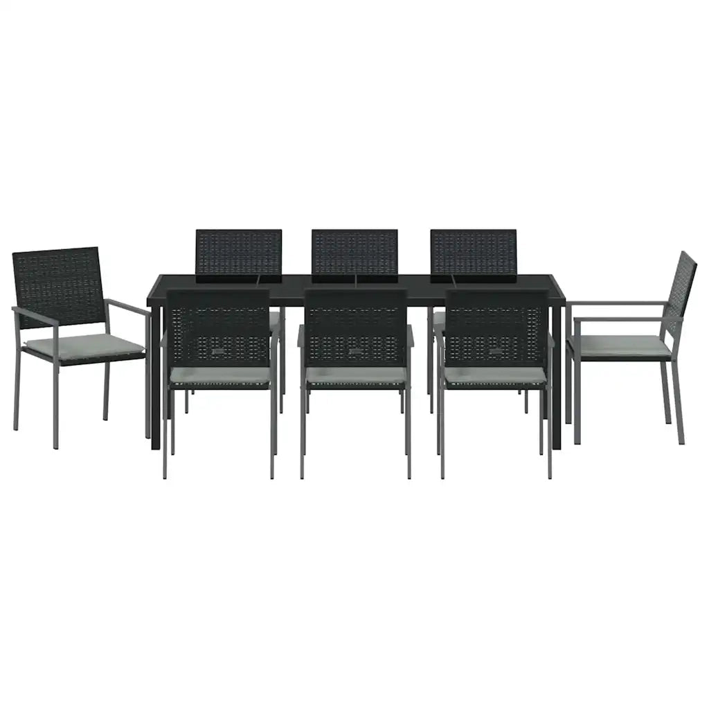 Set da Pranzo per Giardino 9 pcs Nero e Grigio Chiaro 3379078