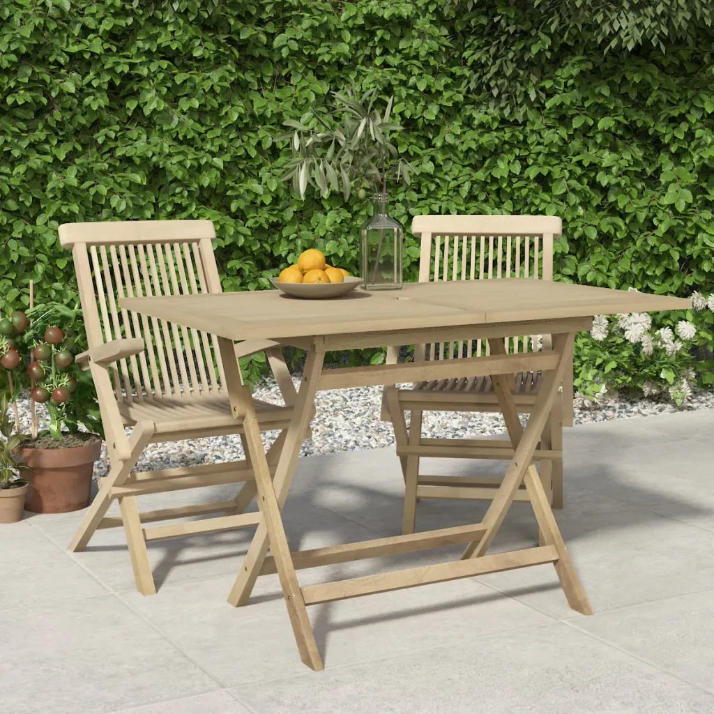 Tavolo da Giardino | Tavolino da esterno Pieghevole Grigio120x70x75 cm Massello Teak