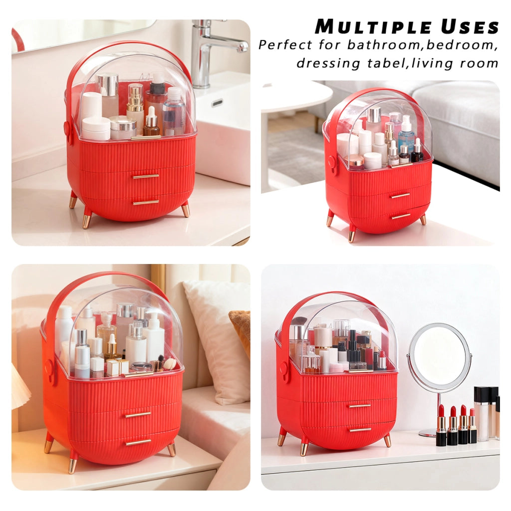 ZMH Porta trucchi da scrivania con più cassetti contenitore per cosmetici rosso 29 x 19 x 38 cm