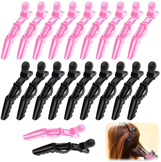 Accessori per parrucchieri - Clip per capelli - Grip antiscivolo - 20 pezzi - Ideali per uso domestico - 10 neri e 10...