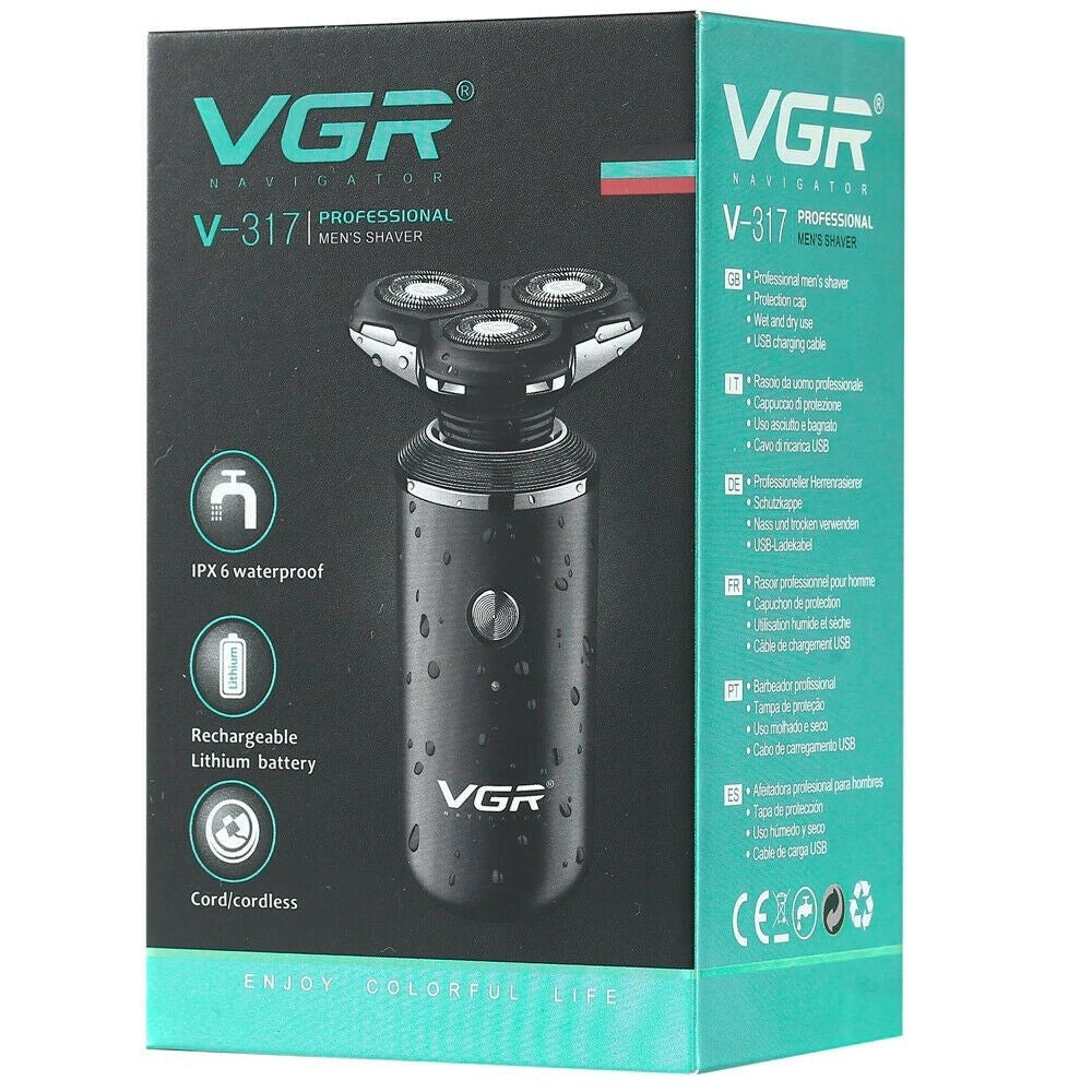 Trade Shop - Vgr V-317 Rasoio Professionale 3d Impermeabile Rotary Shaver Barber Cordless -