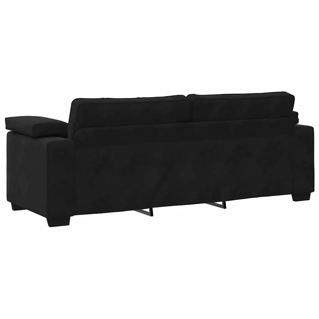 Set di Divani 3 pz con Cuscini Nero in Velluto