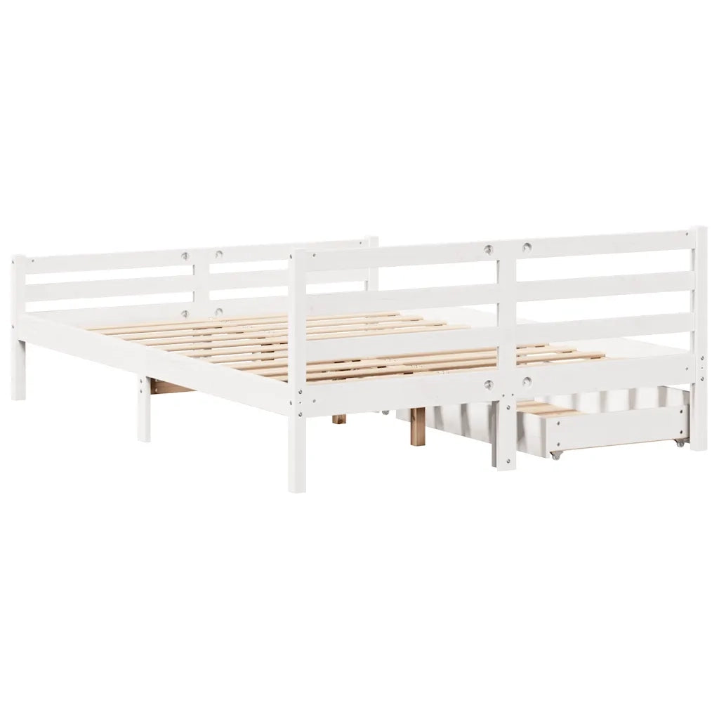 Letto senza Materasso Bianco 135x190 cm Legno Massello di Pino 3301601