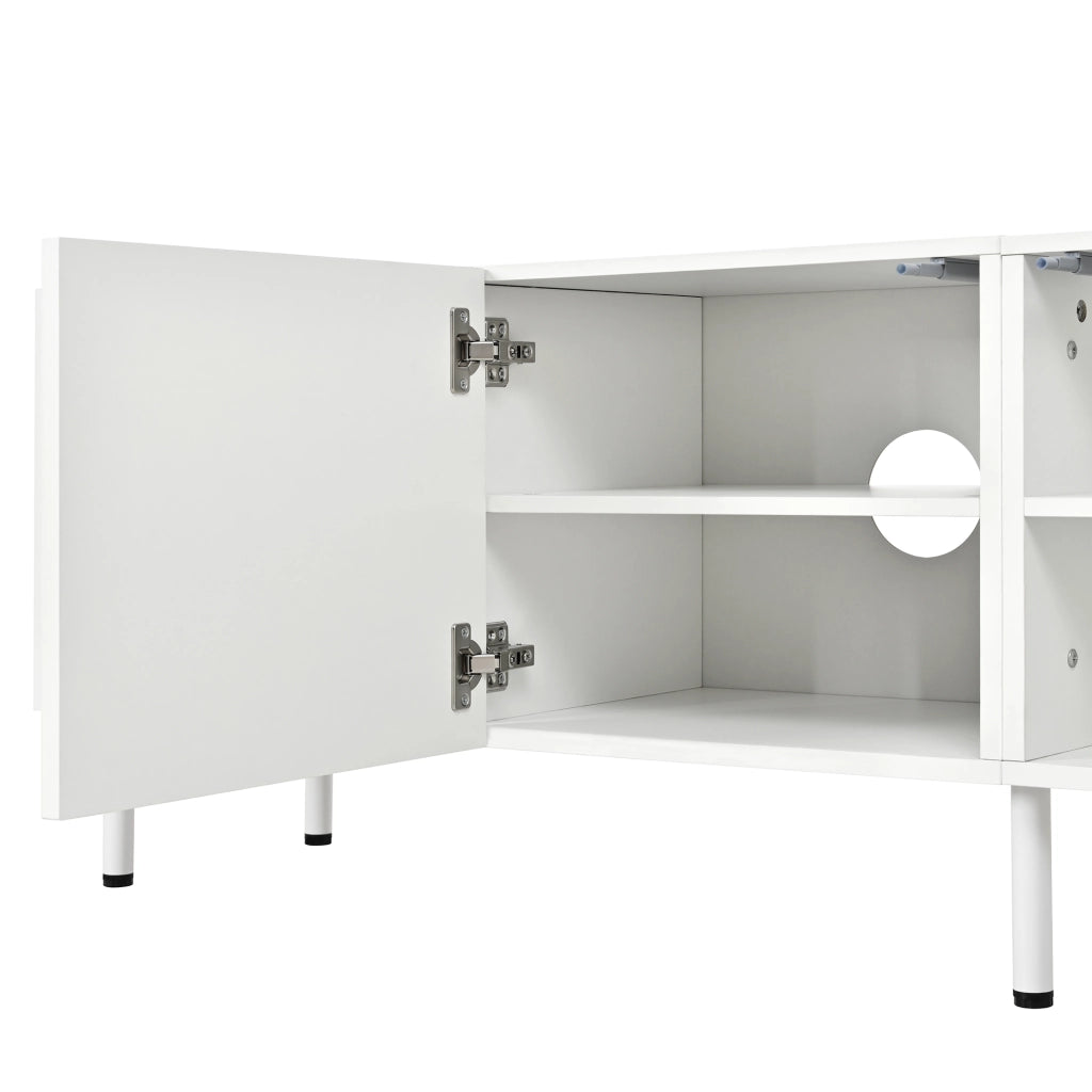 Mobile TV con 4 ante; push-to-open e passacavi - per soggiorno - 170 x 35 x 50 cm - bianco