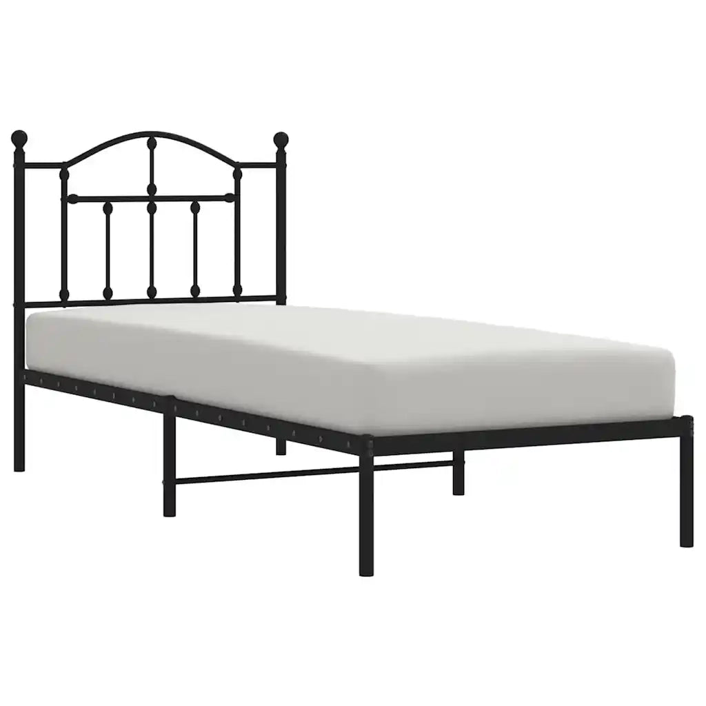 Giroletto con Testiera-Struttura Letto con testiera in Metallo Nero 90x190 cm 778446
