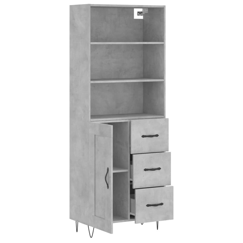 Buffet credenza cassettiera armadio mobile contenitore organizer cucina soggiorno salotto alto 69,5 x 34 x 180 cm legno ingegnerizzato grigio 02_0034678