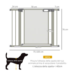 Cancelletto di Sicurezza per Cani Estensibile con Chiusura Automatica 75-103x76 cm Grigio