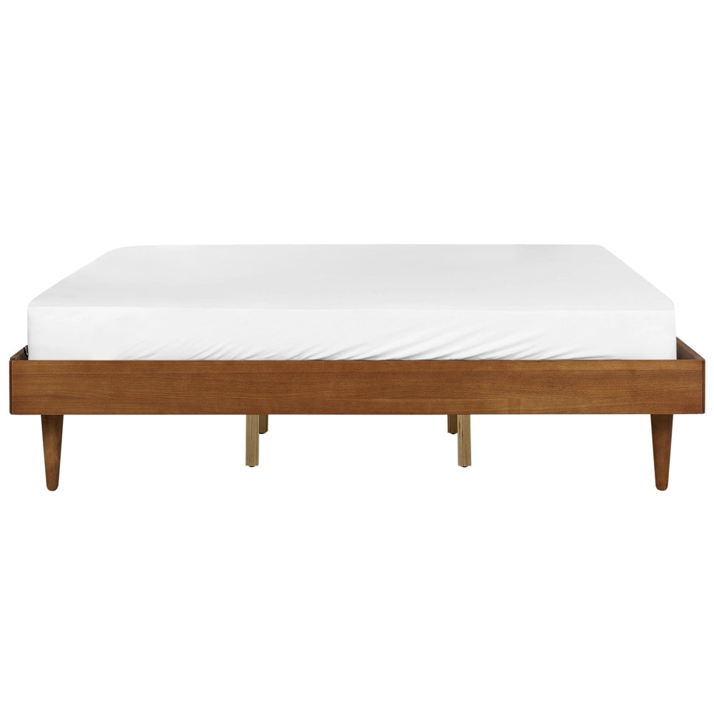 Letto in frassino marrone 180 x 200 cm con rete a doghe senza testata LED stile rustico minimalista