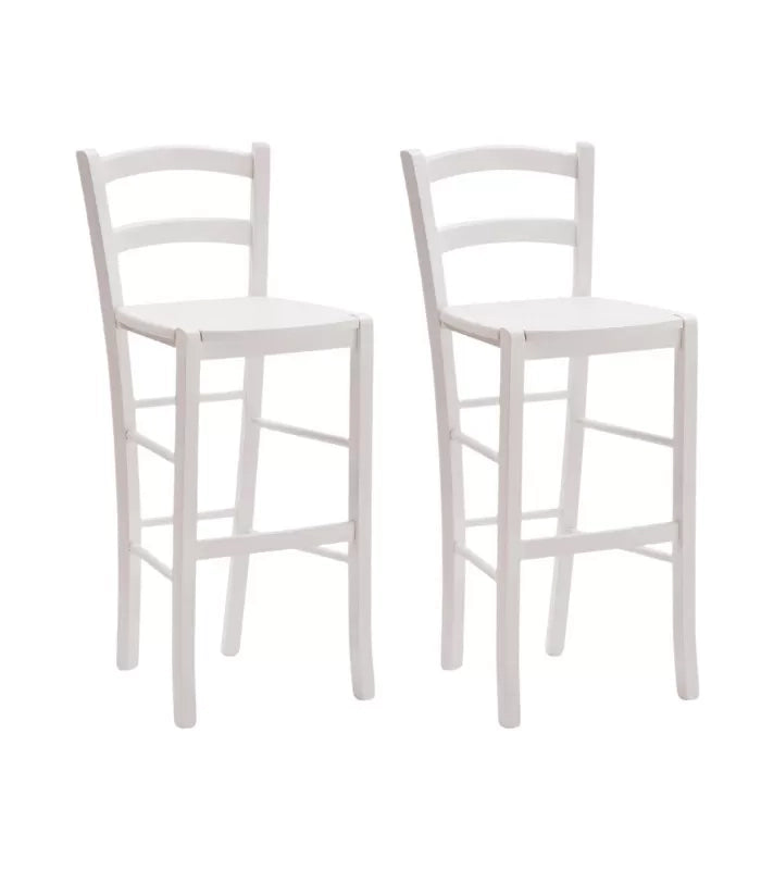 Set 2 sgabelli shabby in legno bianco seduta legno - Mobili 2G